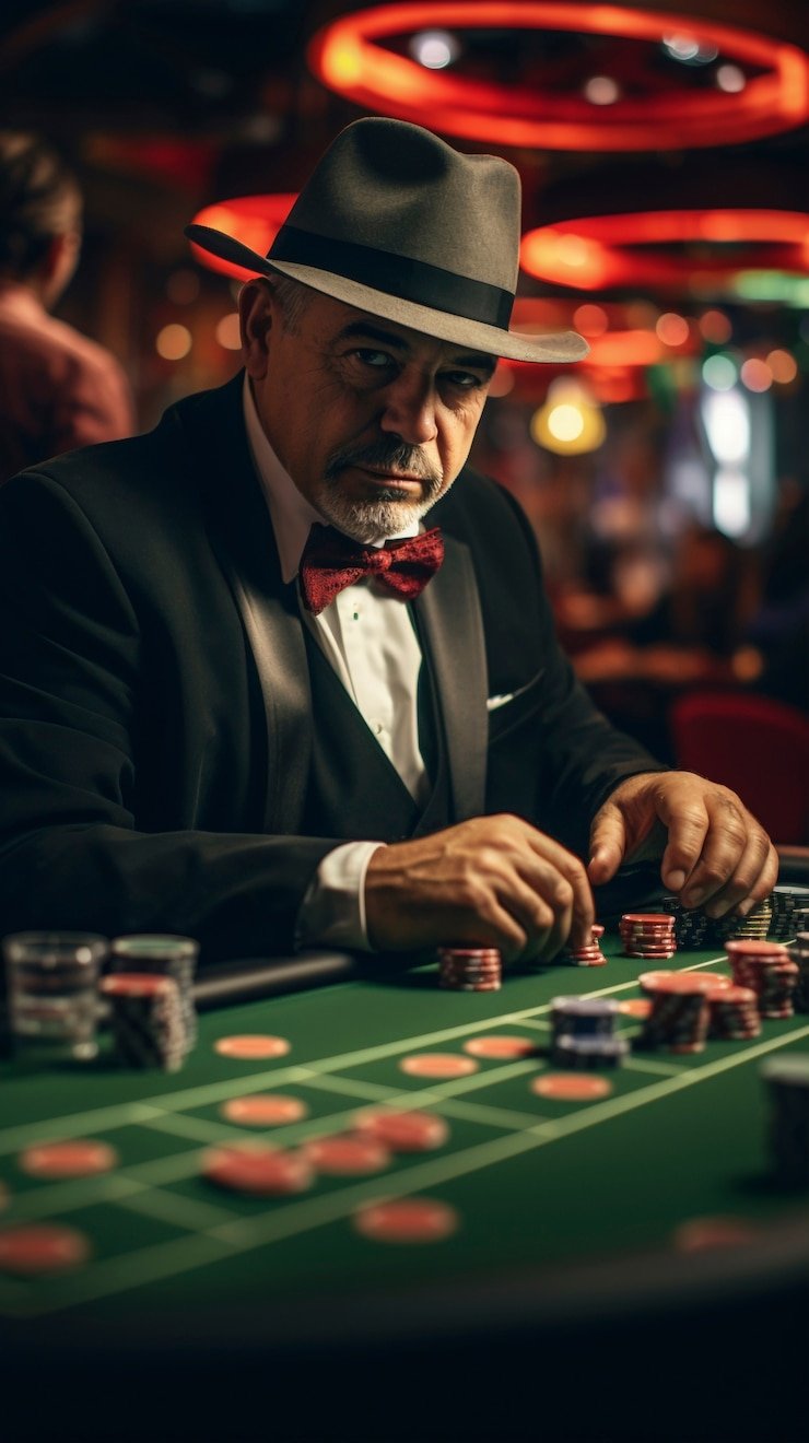 Dealer showing community cards during the flop round